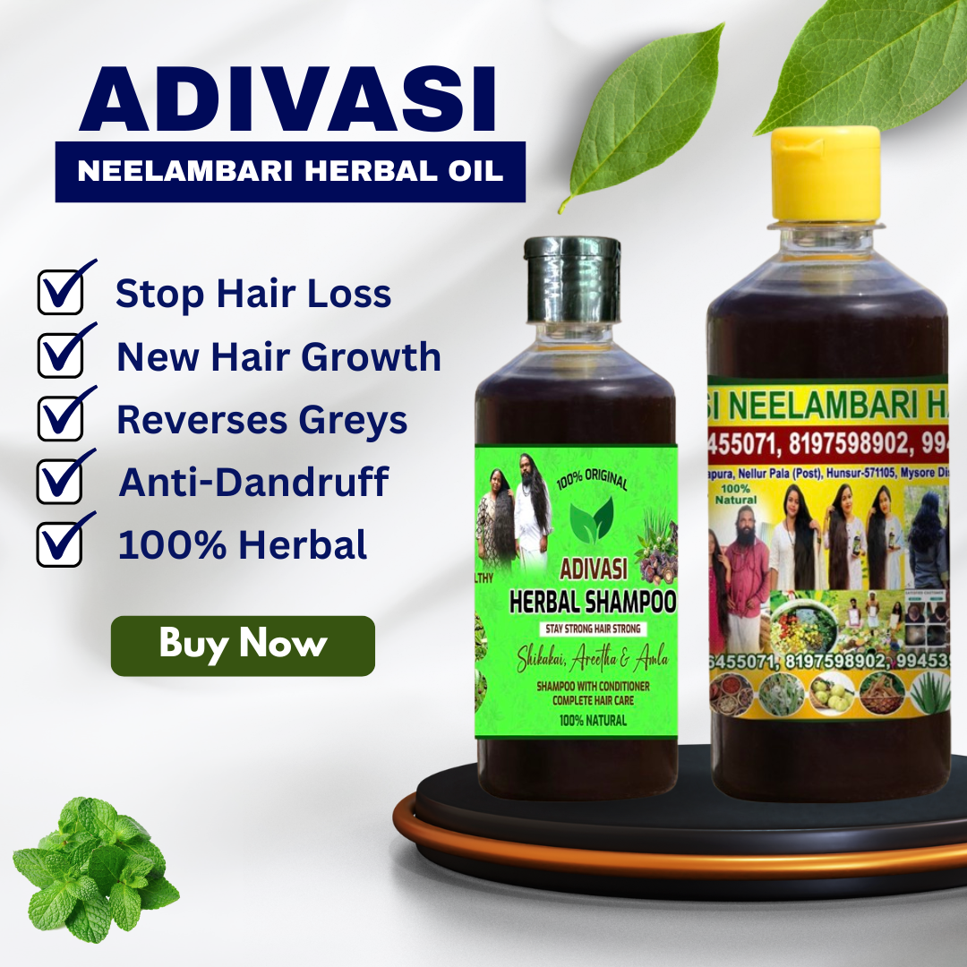 Adivasi Neelambari Herbal Hair Oil + Shampoo FREE