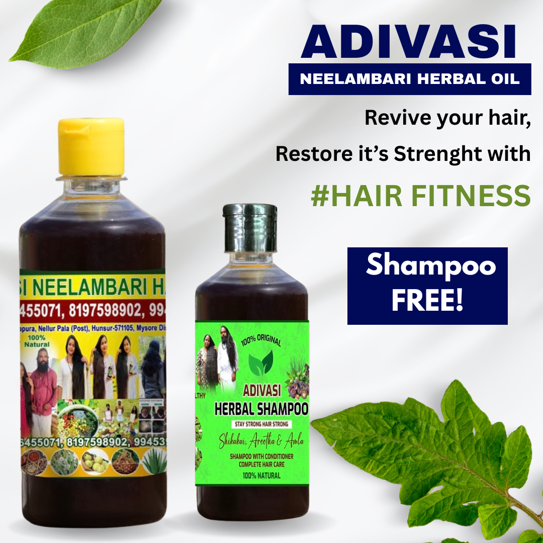 Adivasi Neelambari Herbal Hair Oil + Shampoo FREE